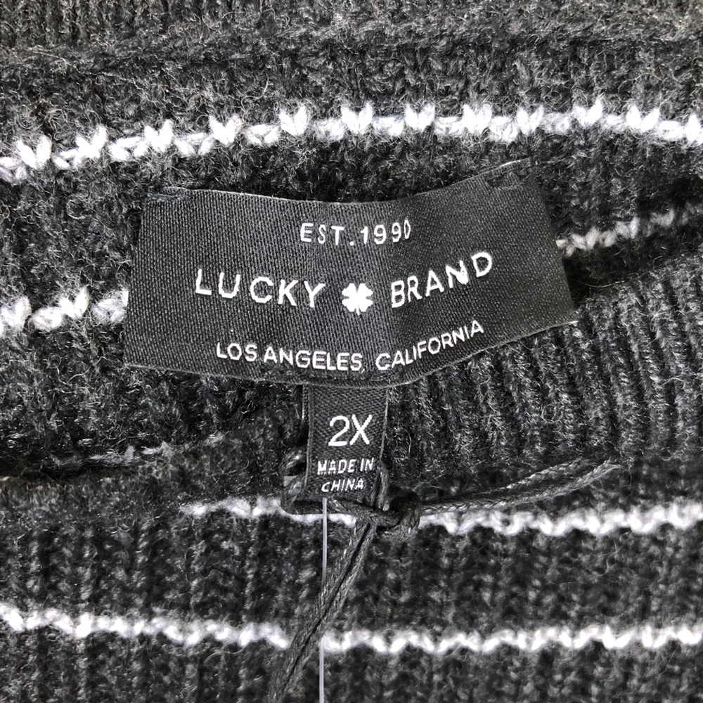 •LUCKY BRAND• Gray Striped Cold Shoulder Sweater - Picture 6 of 8